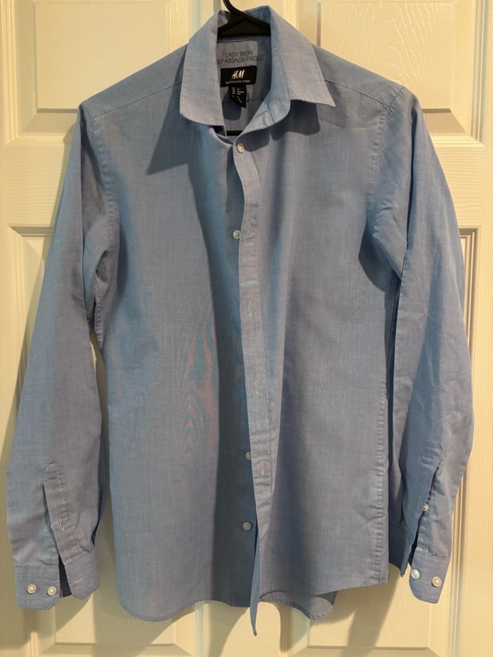 H&M Men's Light Gray Dress Shirt - Button-Front Long Sleeve